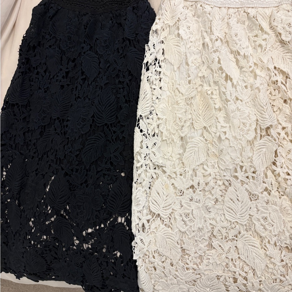 Elegant Lace Skirt Set - Black and Cream